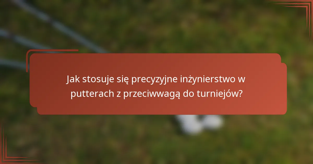Jak stosuje się precyzyjne inżynierstwo w putterach z przeciwwagą do turniejów?