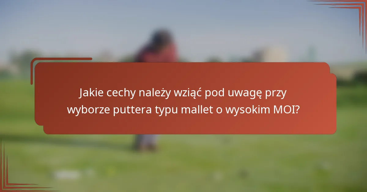 Jakie cechy należy wziąć pod uwagę przy wyborze puttera typu mallet o wysokim MOI?
