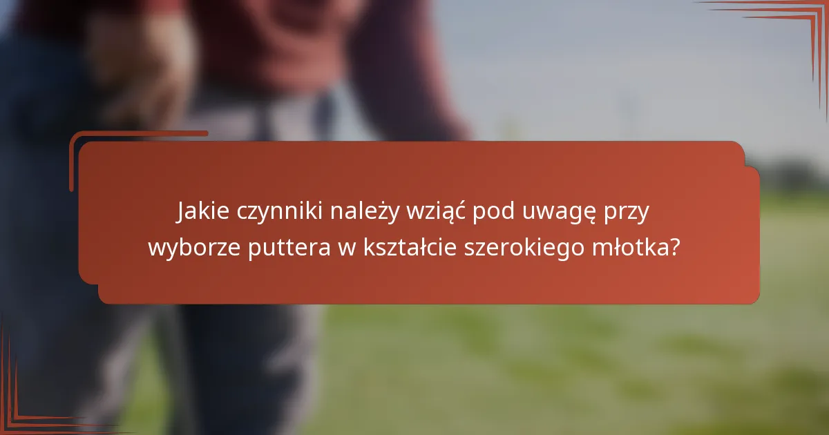 Jakie czynniki należy wziąć pod uwagę przy wyborze puttera w kształcie szerokiego młotka?