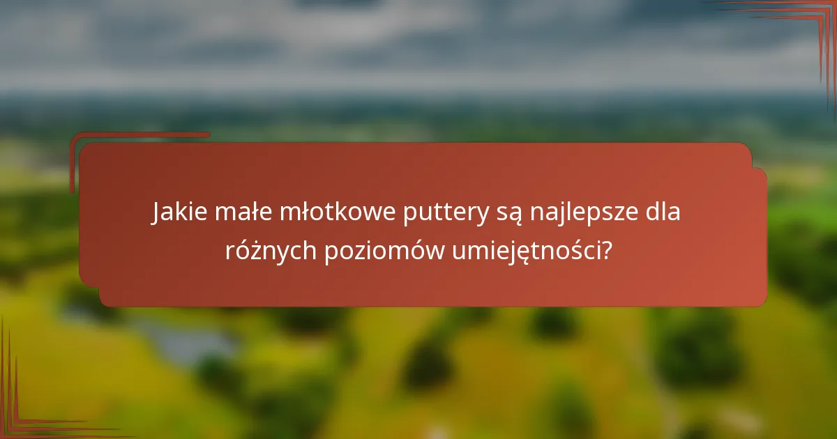 Jakie małe młotkowe puttery są najlepsze dla różnych poziomów umiejętności?