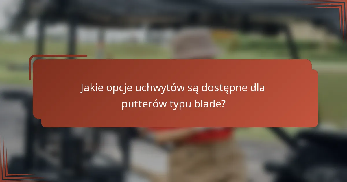 Jakie opcje uchwytów są dostępne dla putterów typu blade?
