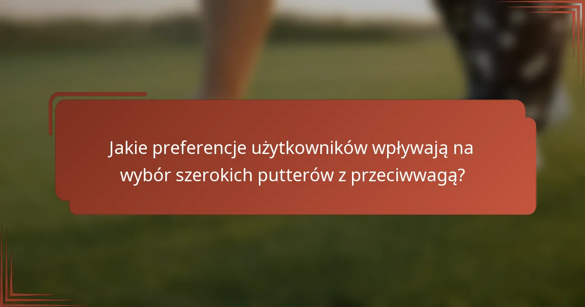 Jakie preferencje użytkowników wpływają na wybór szerokich putterów z przeciwwagą?