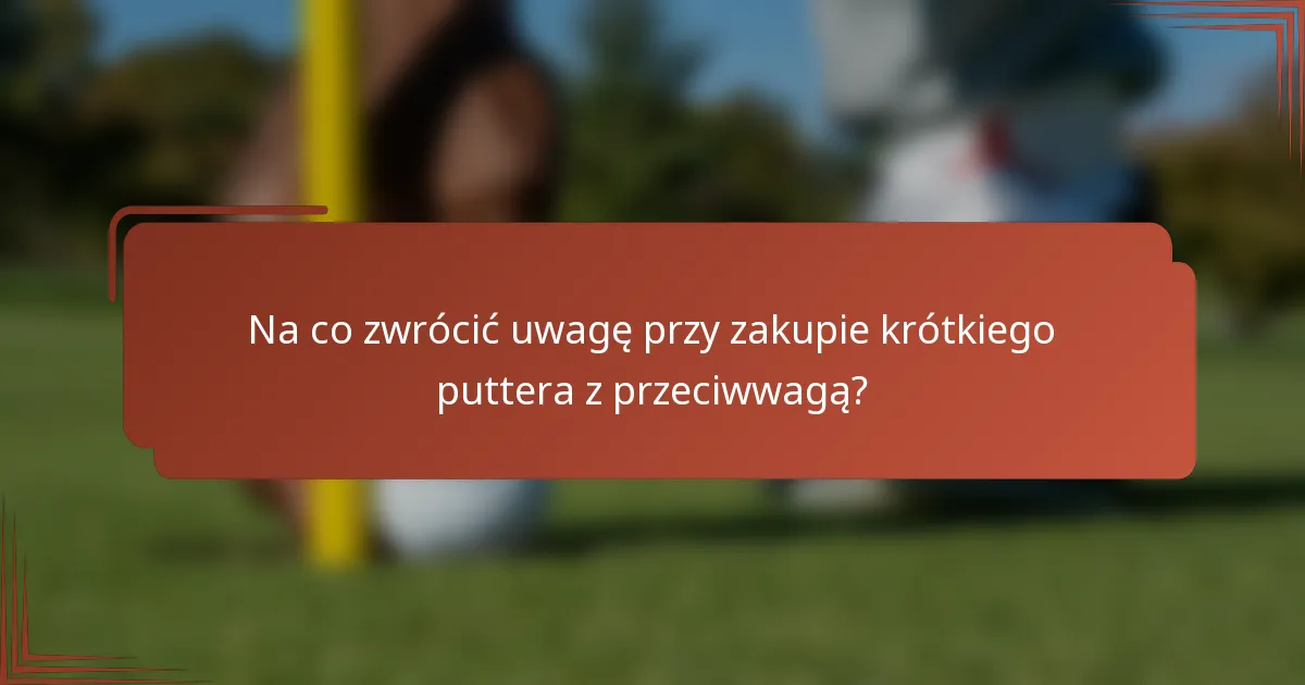 Na co zwrócić uwagę przy zakupie krótkiego puttera z przeciwwagą?